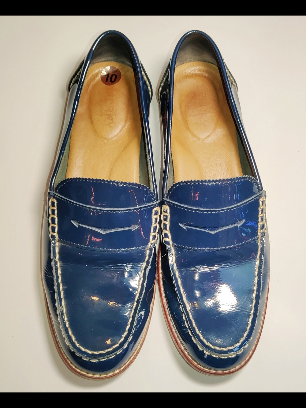Sperry Top-Sider Women's 10 M Blue Patent Leather Penny Loafers Slip On Shoes